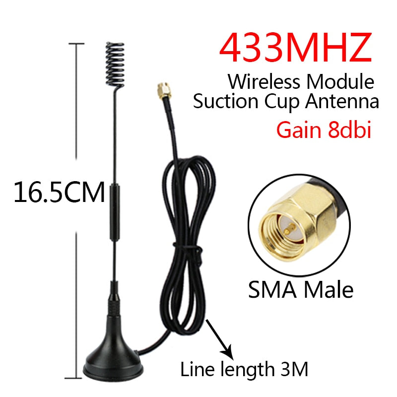 GWS lora 433mhz 315MHZ 470MHZ SMA MALE wireless module omnidirectional LORAWAN sucker antenna 3M RG174smart meter reading system
