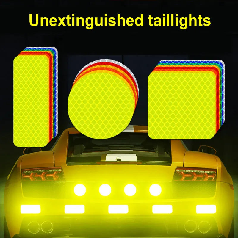 10Pcs Car Reflective Tape Safety Warning Colorful Car Bumper Reflective Stickers Secure Motorcycle Electric Vehicle Warning