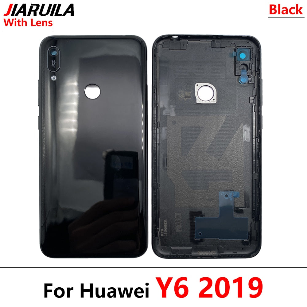 NEW Battery Back Cover Rear Door Replacement Housing Case With Camera Lens + Side Button key For Huawei Y6 Y5 Y7 2019 With Logo