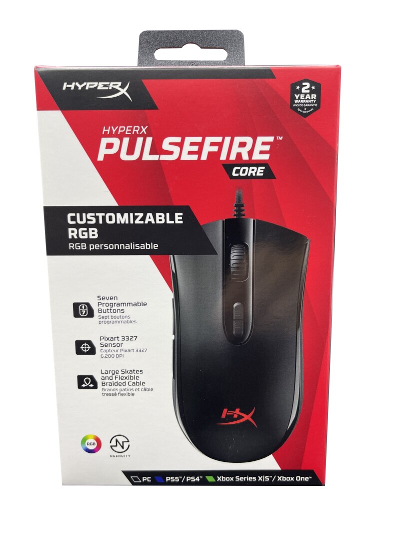 Original HyperX Pulsefire Core RGB Professional Gaming Mouse Pixart 3327 Optical Sensor DPI Max 6200 Wired Mice