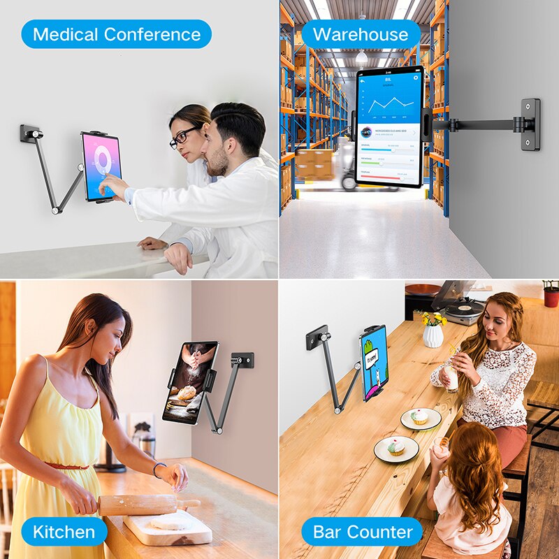BEWISER,Bed Tablet Holder For 4.7-15.6",Phone&iPad Tablet Stand Desk Mount,Long Arm 360 Degrees Rotate,Height&Angle Adjustable