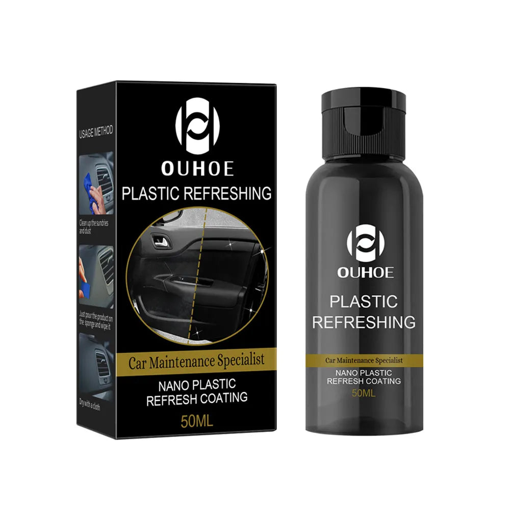 30ml/50ml Plastics Revitalizing Coating Agent Car Refurbishing Agent With Sponge Plastics Parts Refurbish Agent For Car Easily