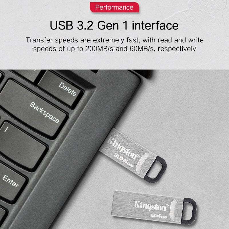 Kingston Pendrive USB Flash Drives DTKN 32GB 64GB 128GB Pen Drive 3.0 CLE USB 3.2 Gen 1 Disk Stick for Desktops Laptops
