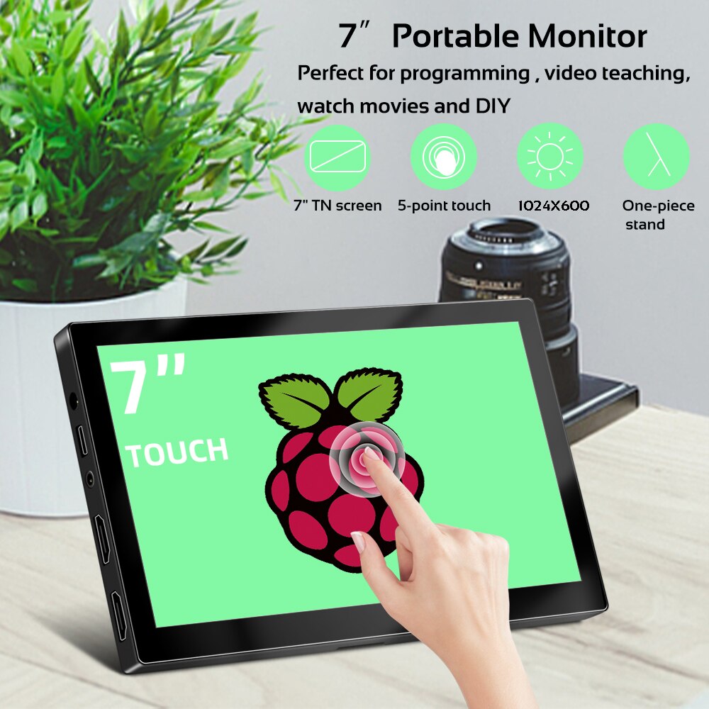 7″ Touch Portable Monitor 1024*600 TFT 60Hz LCD display 5-point Capacitive Touchscreen for Raspberry Pi Windows HDMI-Compatible