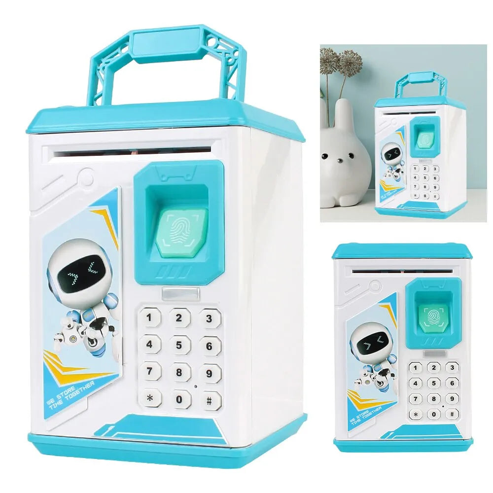 Fingerprint Piggy Bank Cash Coins Electronic Saving Bank Atm Automatic Deposit For Kids Password Money Box Christmas Gift Toy