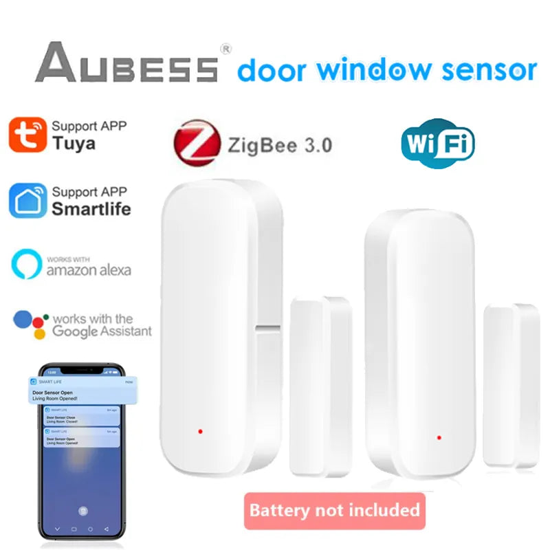 Tuya Zigbee/WiFi Smart Door Sensor Window Door Open Closed Detectors Smart Home Remote Control Via Alexa Google Home Smart Life