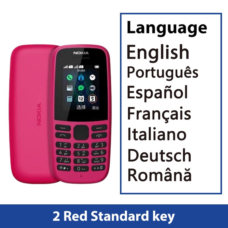 New and Original Nokia 105 2G Feature Push-button Phone 1.77" Display 4MB Storage 800mAH Battery Long Standby Flashlight Radio