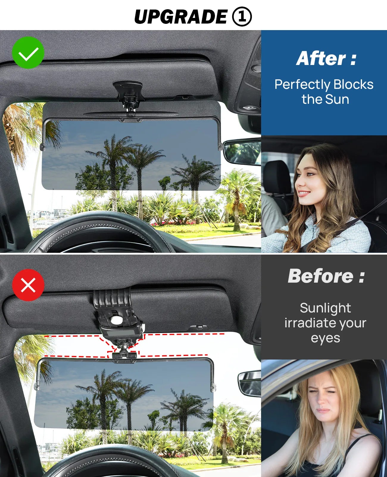Universal Car Sun Visor Anti-Dazzle Anti-UV Adjustable Blocker Polarized Sunshade Plate Clear Vision SUVs Trucks Car Accessories