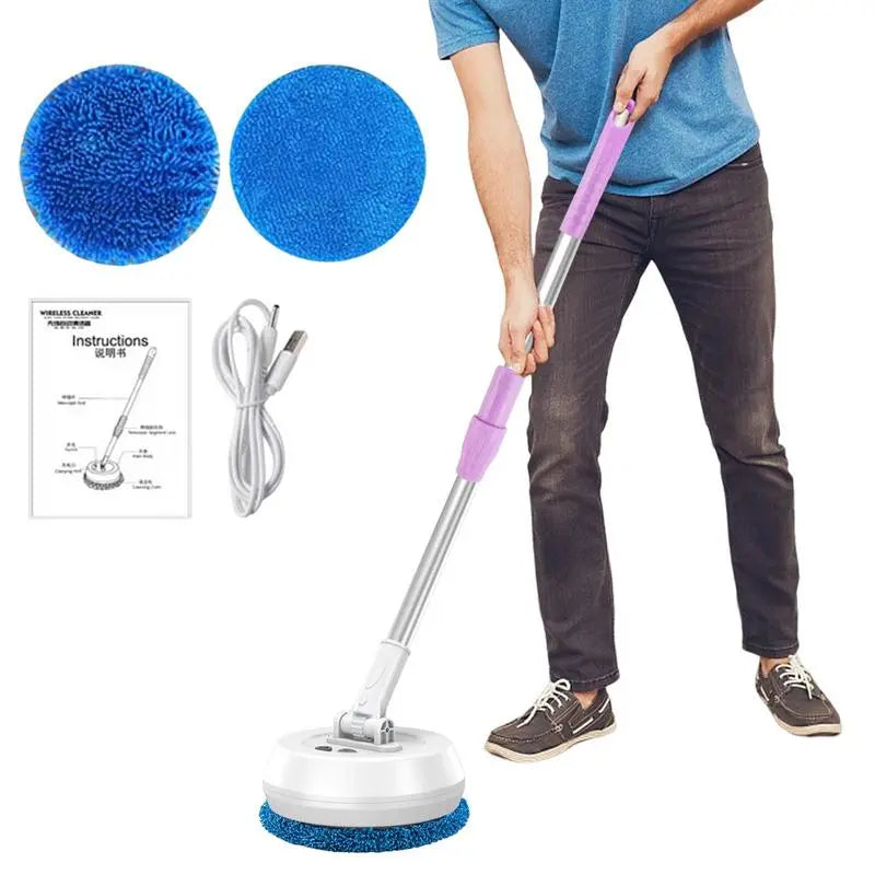 Round Electric Spin Mop 180-degree Rotation Floor Cleaner Machine Cordless Convenient Detachable Handheld For Kitchen/Other Room