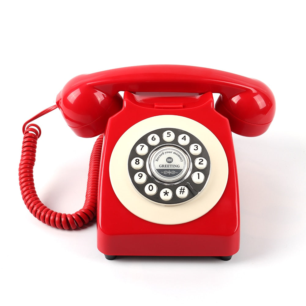 Wholesale Wedding beige Recorder Audio Guestbook Antique Telephones with Recording Function Retro Keypad Phone