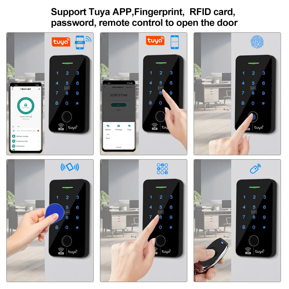 Wifi Tuya Door Access Control System Kit RFID Fingerprint Keypad Bluetooth APP Smart Electric Magnetic Strike Locks Waterproof