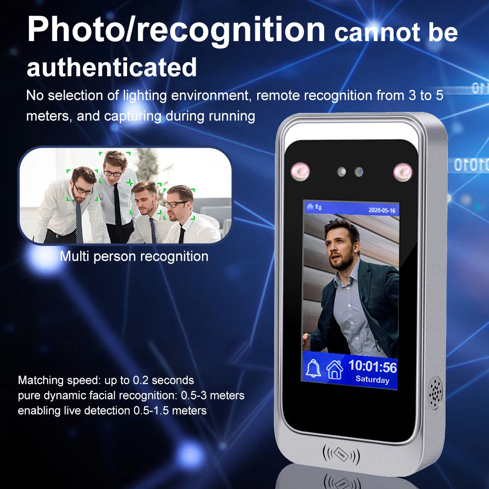 4.3inch TCP/IP / Wifi Dynamic Face Recognition Attendance System Terminal Time Attendance Door Access Control System USB Record