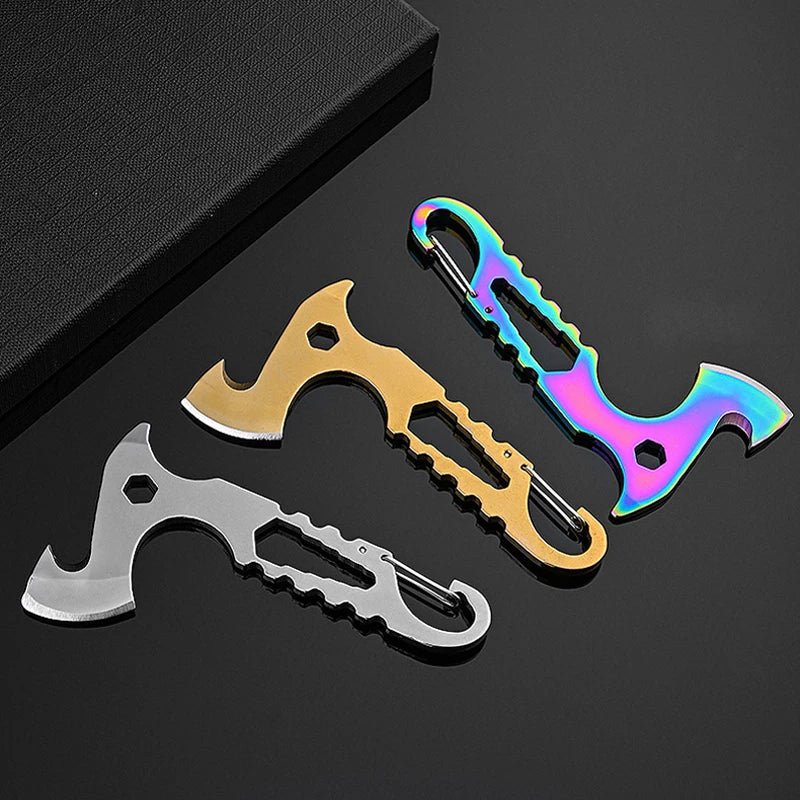 Multifunctional Stainless Steel Mini Plate Axe Outdoor Camping Portable Small Tool Unpacking Fixed Blade Knife With Screwdriver