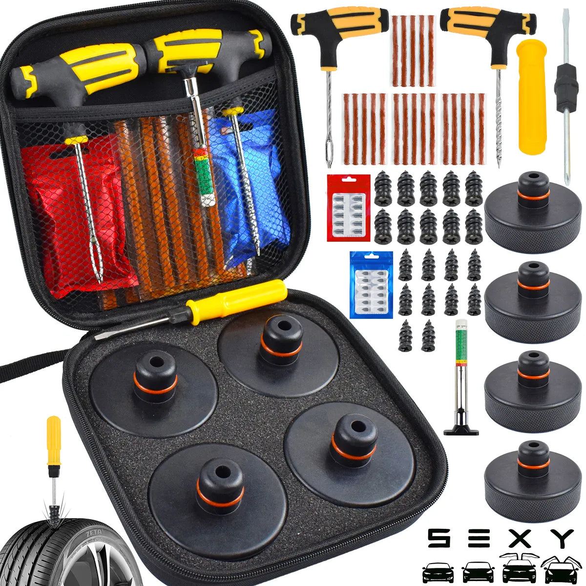 4Pcs Rubber Lifting Jack Pad Adapter Tool Chassis Tire Repair Tool Kit Puncture Plug Set For Tesla Model 3 S X Y Car Accessories