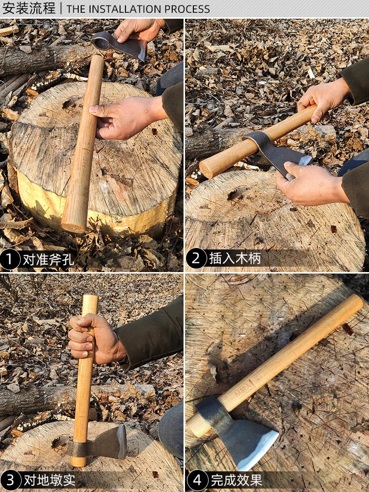 Carbon Steel Forged Battle Axe Outdoor Axe Flying Axe Camping Axe Mountain Cutting Outdoor Wood Cutting Axe Nordic Battle Axe
