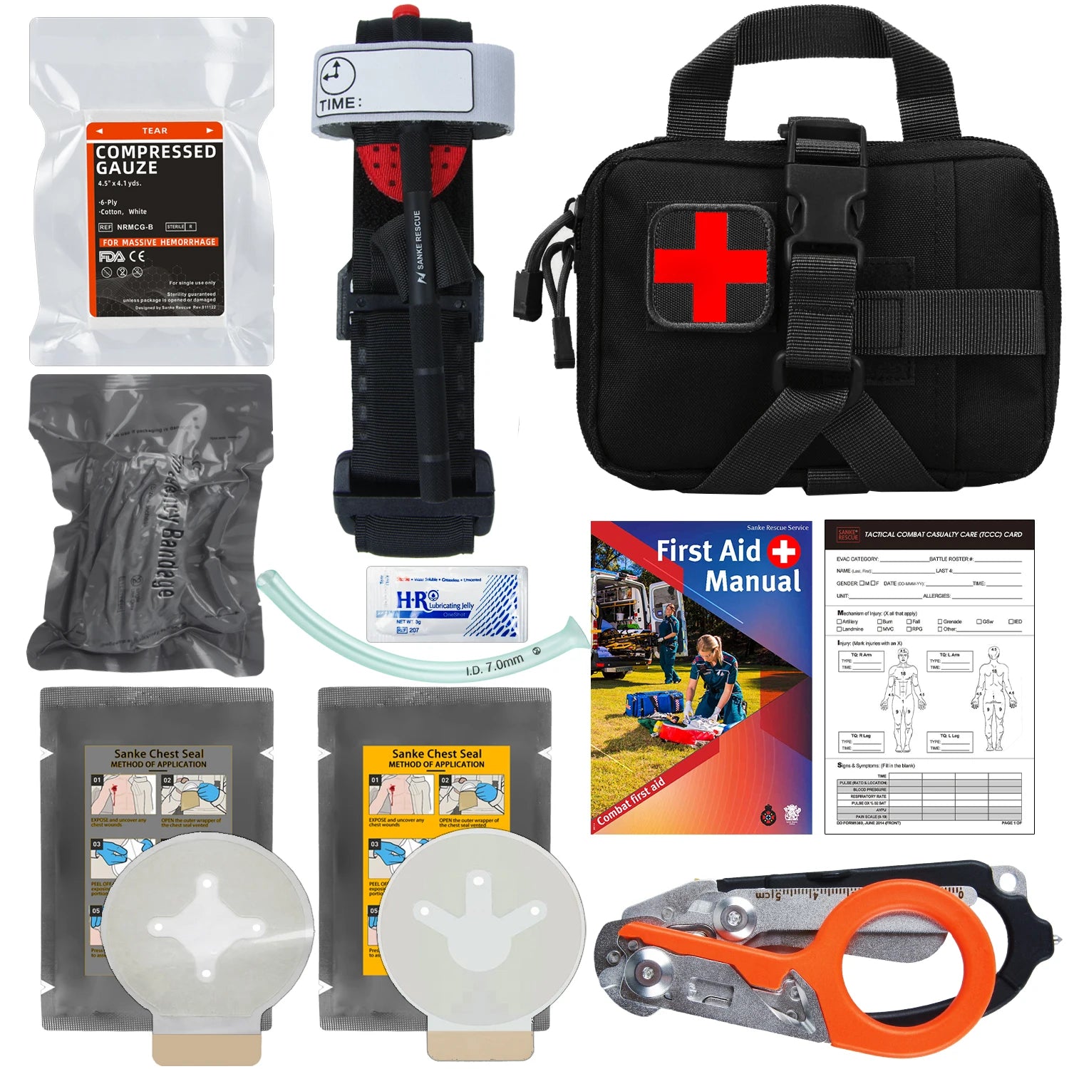 Sanke Rescue Tactical Molle Medical EDC Pouch Emergency Bandage Tourniquet Scissors IFAK Pouch First Aid Kit Survival Military