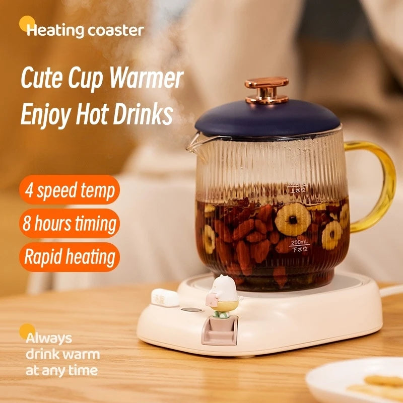 220V Coffee Mug Warmer Electric Cup Heater 4 Temperature Settings Heating Coaster for Tea Milk Water Warming Pad Timed Shutdown