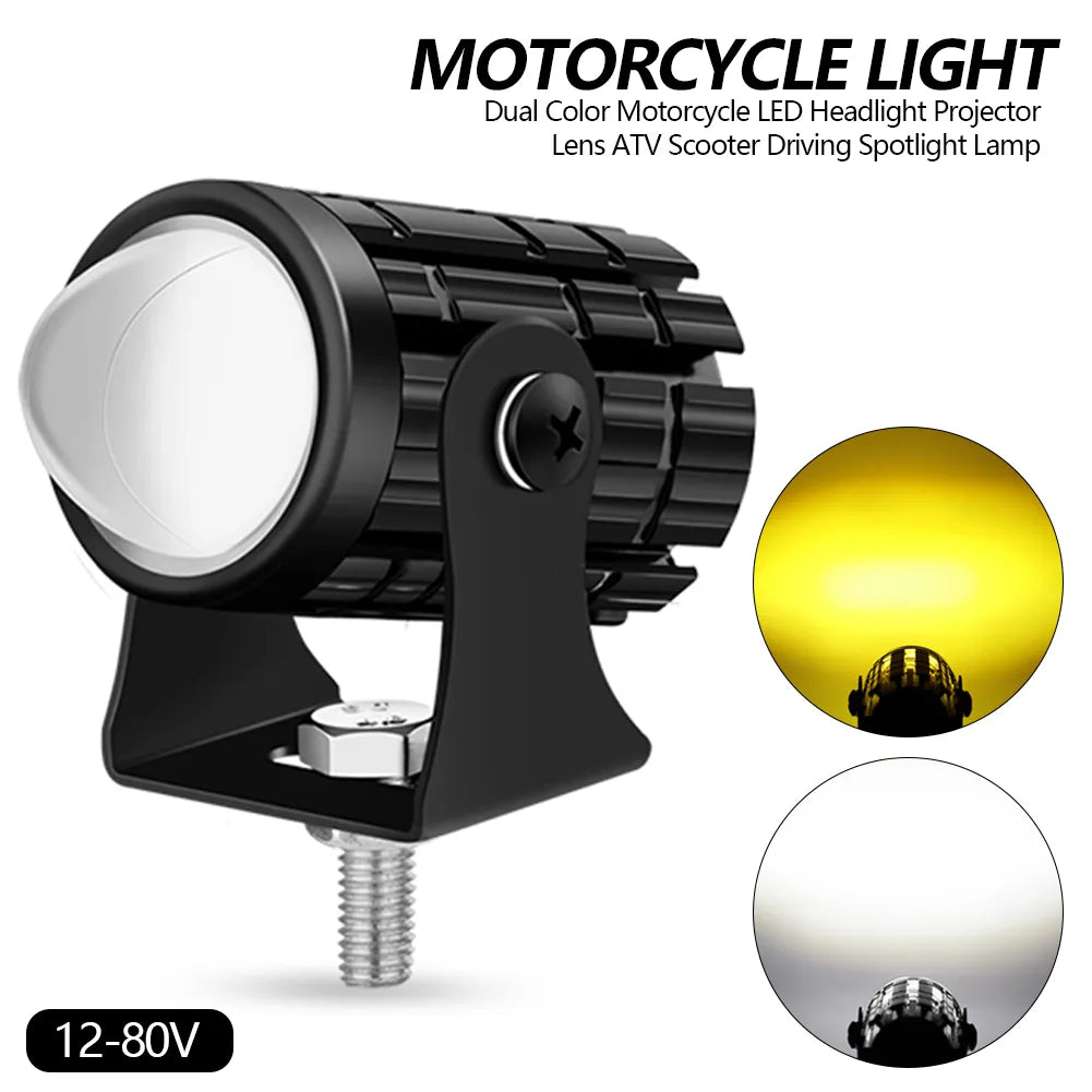 Dual Color Motorcycle LED HeadLight Work Spot Lamp Offroad Car Boat Truck SUV Driving Fog Lamp Headlamp White Yellow 12V 24V