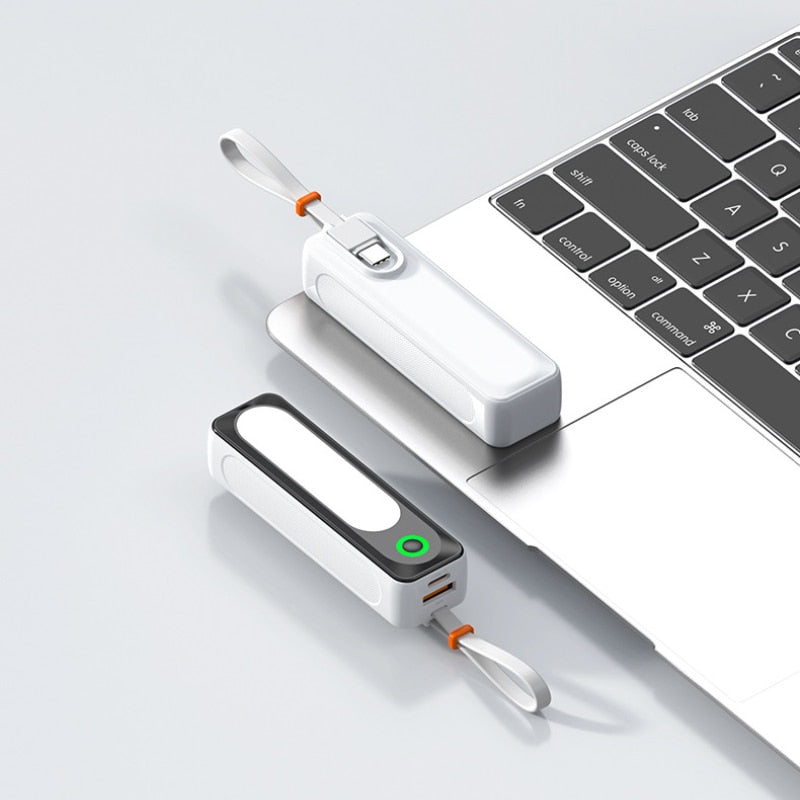 Pocket Power Bank 5000mAh Built in Cable Mini Spare PowerBank External Battery Portable Charger For iPhone Huawei Samsung Xiaomi