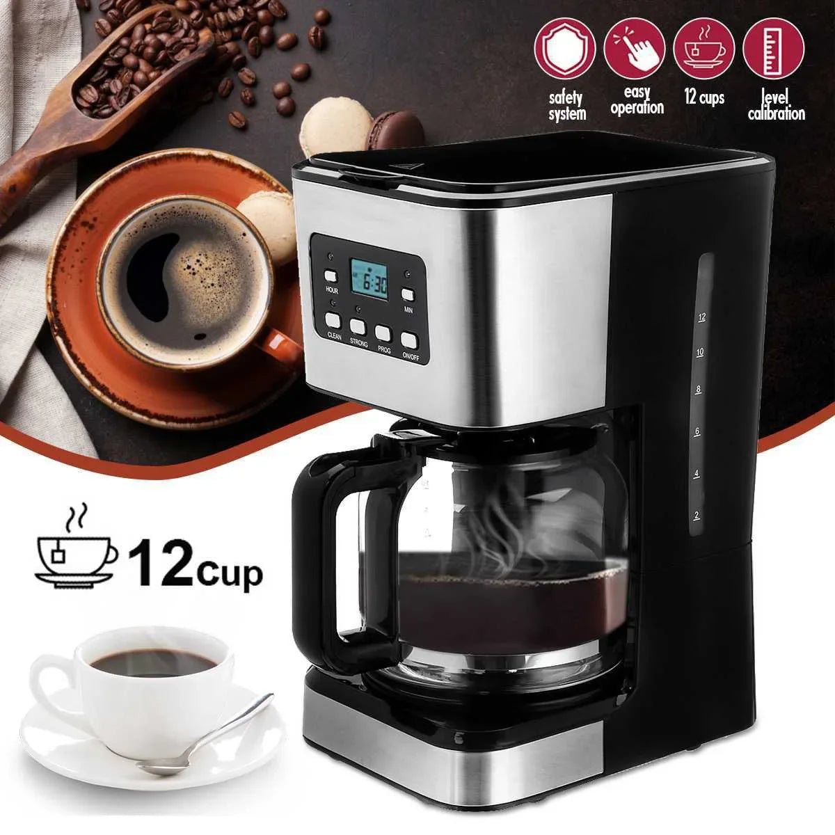 Household Electric Coffee Maker 220V EU Espresso Maker Coffeeware Automatic Coffee Machine Drip Americano for Coffee Pots