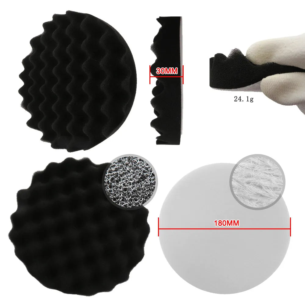 3/5/7inch CarPolishing Disc 8Pcs/Set Self-Adhesive Buffing Waxing Sponge Wool Wheel Polishing Pad For Car Polisher Drill Adapter