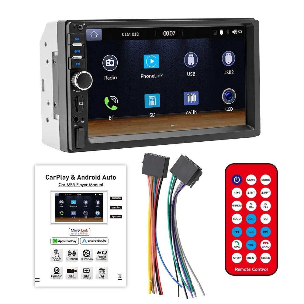 Universal CarPlay Android Auto 7Inch 2 Din Car Radio Autoradio Multimedia Player For Ford VW Golf 7018