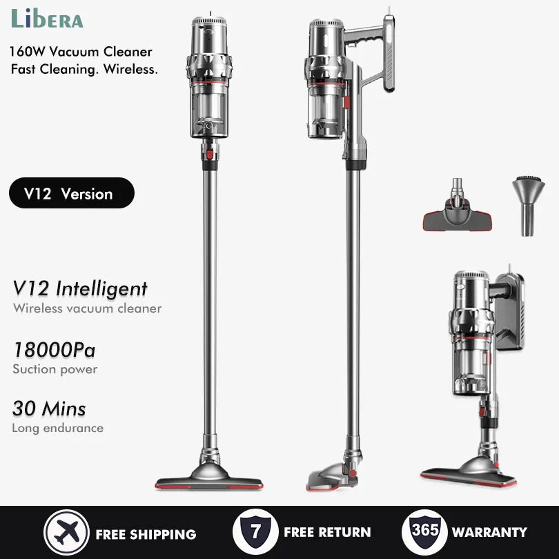 V12 Wireless Handheld Vacuum Cleaner 180W 10kPa Suction Power Vertical Vacuum Cleaner Multi-function Sweeper Mopping Machine