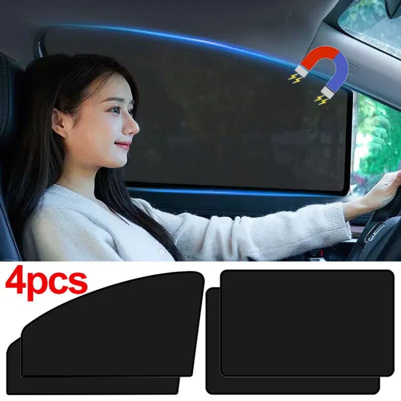 Magnetic Car Sunshade Cover Summer UV Protection Car Side Rear Window Curtain Black Mesh Sun Shade Cover Auto Car Accessories