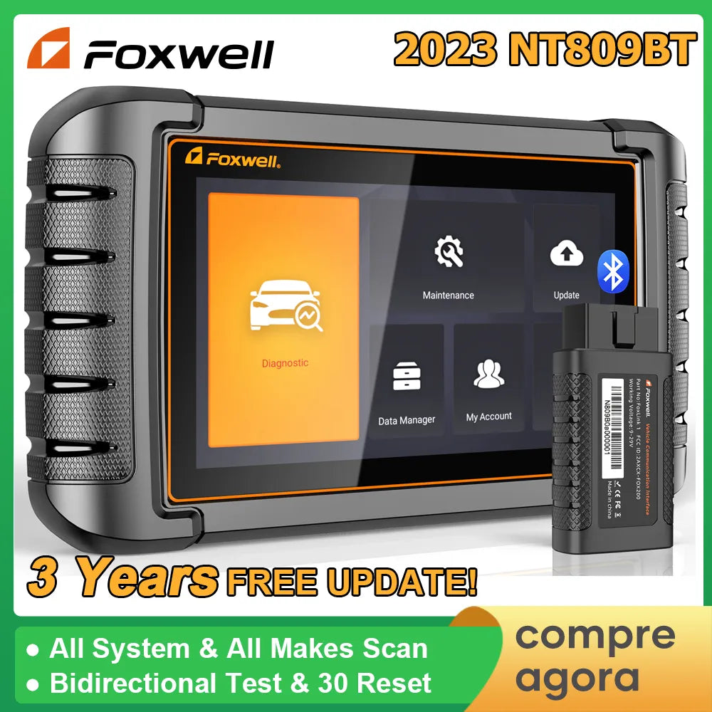 FOXWELL NT809BT OBD2 Bluetooth Car Diagnostic Tool All System Bi-Directional Test 30+ Reset Code Reader OBD2 Scanner Automotivo