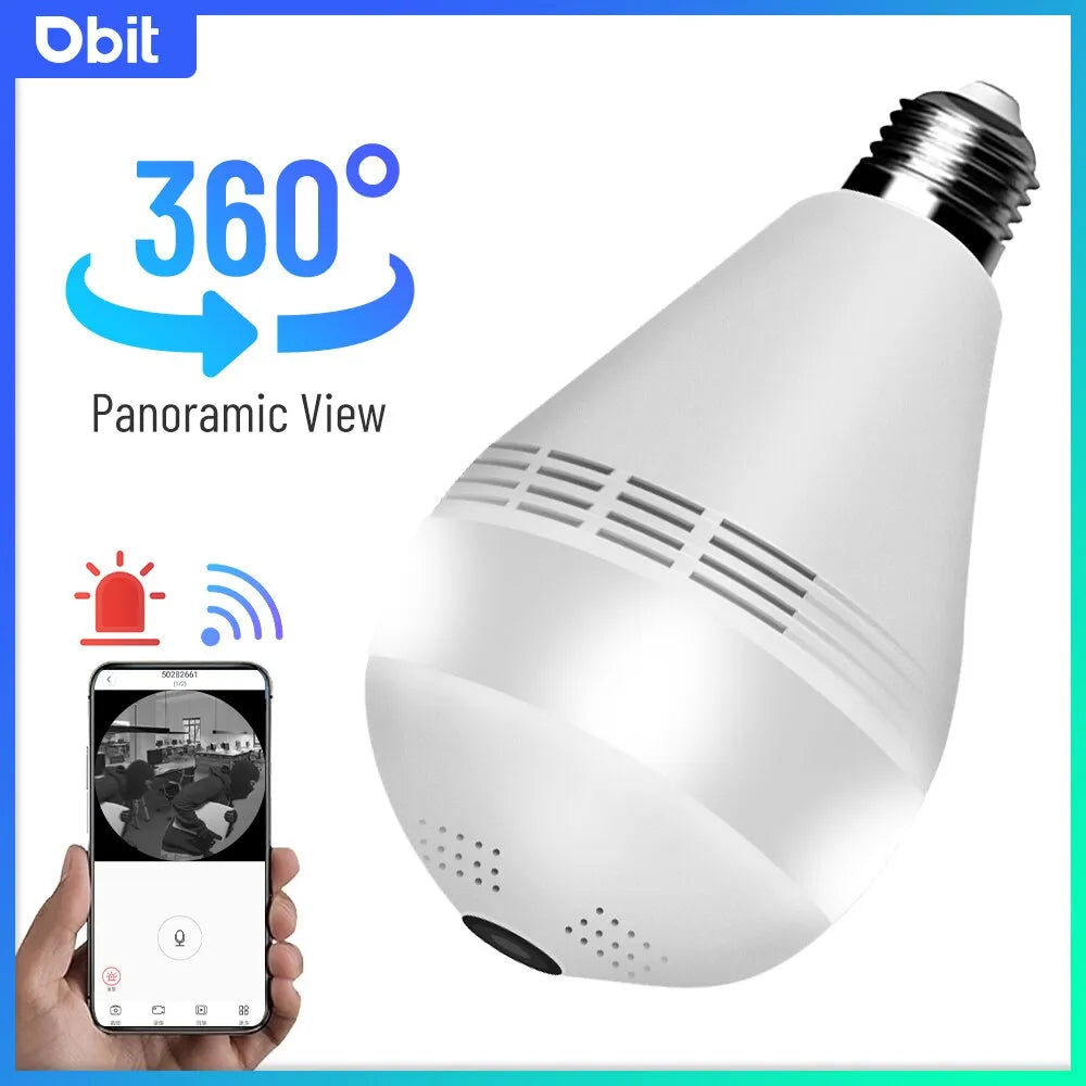 DBIT Wifi Camera E27 Bulb CCTV IP Camera 360° Panorama Night Vision Security Protection Surveillance Camera and See by Mobile