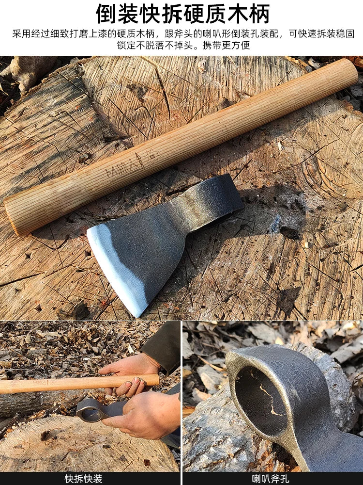 Carbon Steel Forged Battle Axe Outdoor Axe Flying Axe Camping Axe Mountain Cutting Outdoor Wood Cutting Axe Nordic Battle Axe