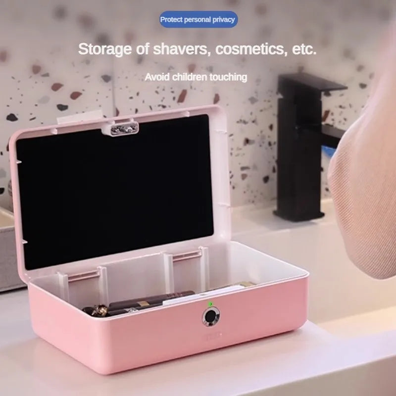 Fingerprint Storage Box Privacy Box Key ID Card Jewelry Box with Password Lock Storage Box Safe Safe