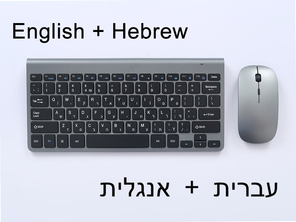 2.4G Wireless Keyboard and Mouse Mini Protable Silent Mice Russian Korean French Hebrew Keyboard Kit for Laptop Mac PC TV Box