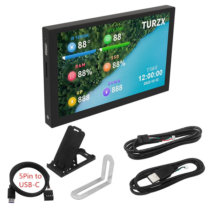 5 Inch IPS Type-C Secondary Screen Computer LCD Monitor Display USB Dynamic Display Sub-Screen Support Vertical Freely AIDA64
