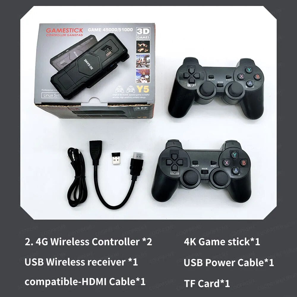 Y5 Video Game Console 64G 2.4G Double Wireless Controller Game Stick 4K 50000+ Games 64GB M8 Retro Games Dropshipping