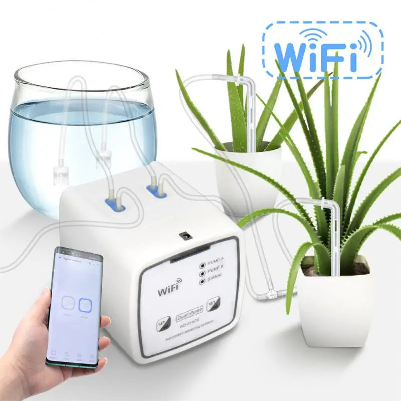 WIFI Smart Watering Device Double Pump Timed Automatic Drip Irrigation System APP Remote Control For Garden Plant Flower