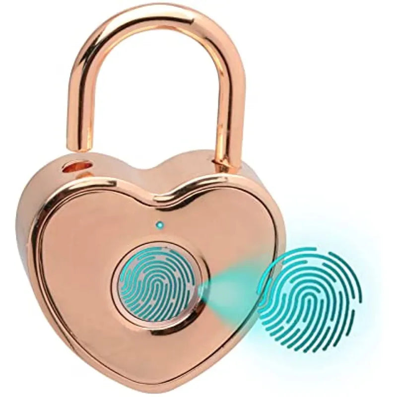 Heart Shape Fingerprint Padlock Locker Lock USB Rechargeable Gym Locker School Bag Lock