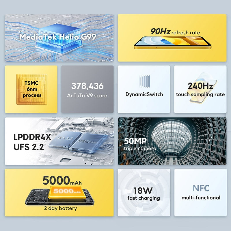 【World Premiere】POCO M5 Global Version Smartphone 64GB/128GB NFC MTK G99 Octa Core 90Hz 6.58" Display 50MP Camera 5000mAh