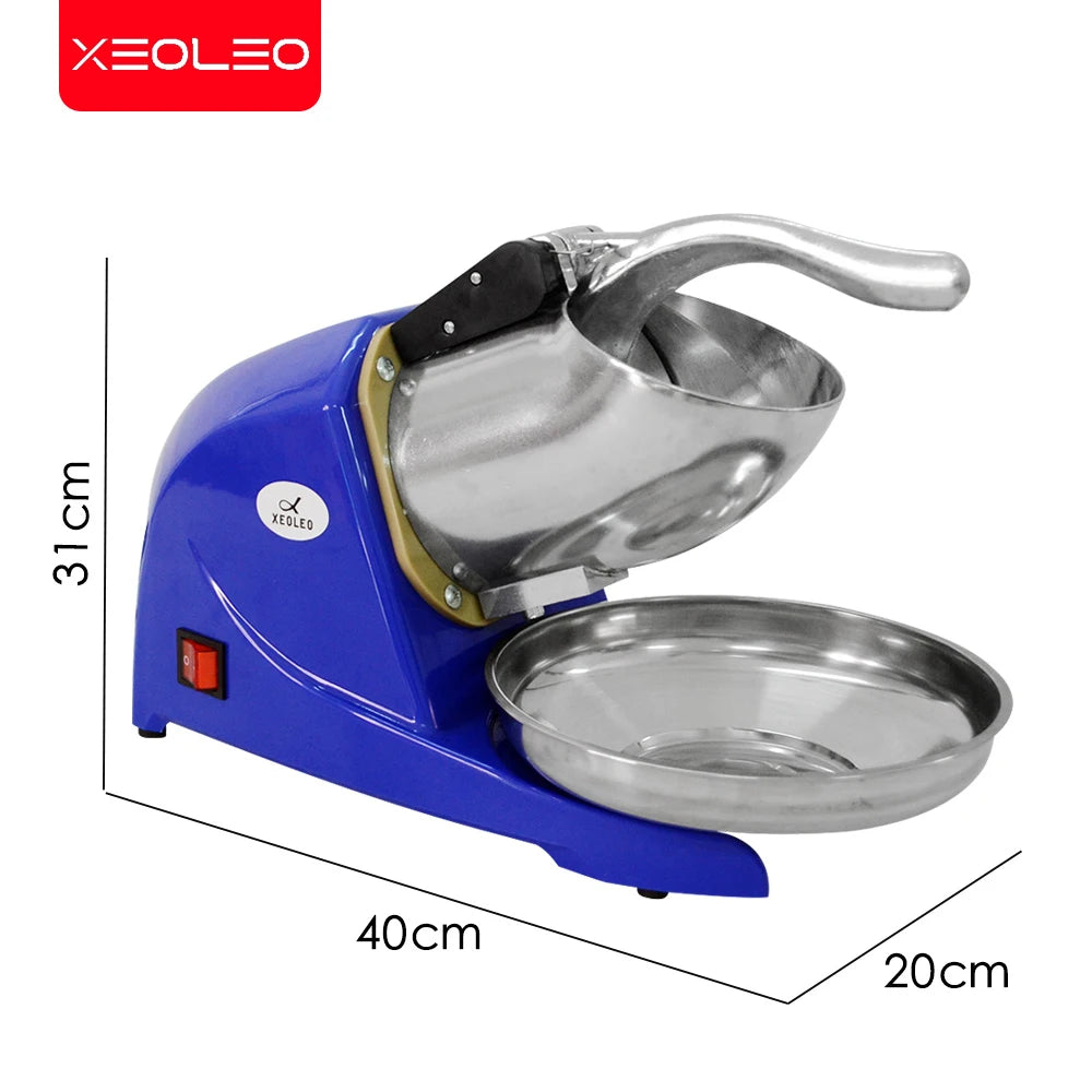 XEOLEO Ice Crusher Multifunctional Electric Automatic Ice Crusher Snow Cone Maker Shaved Ice Machine Double Blade 110/220V