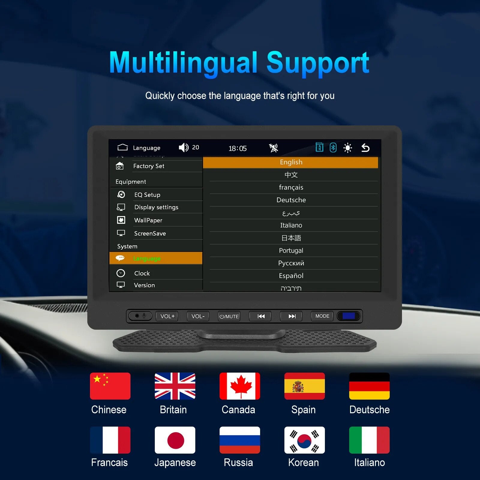 Podofo Universal 7'' Car Radio Carplay AirPlay Auto MP5 Player For Nissan Toyota Lada Honda Kia Support Camera