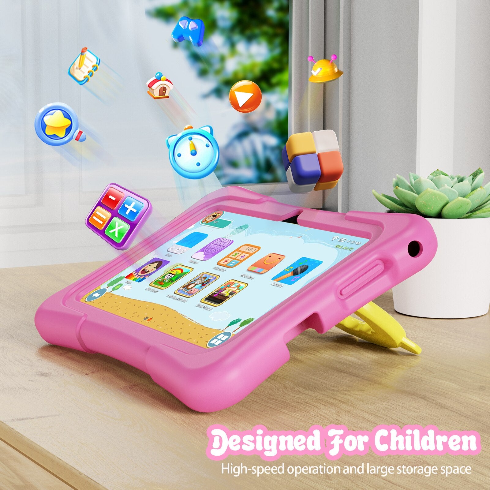PRITOM Tablet for Kids 7 Inch Android 11 32 GB WiFi Bluetooth Dual Camera Educational Software Installed with Proof Case