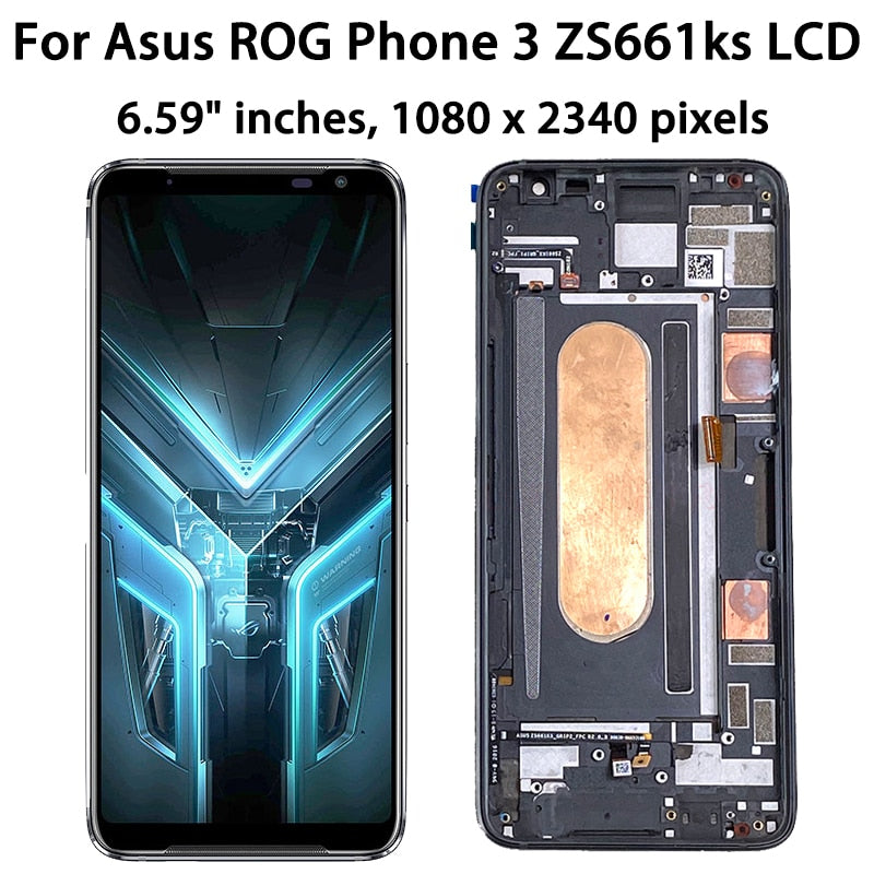 6.59"Original AMOLED For Asus ROG Phone 3 Strix ZS661KS LCD Display Screen+Touch Panel Digitizer For ASUS ROG 3 I003D I003DD