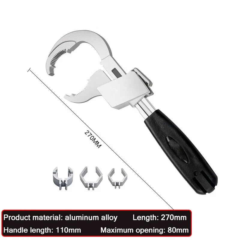 Adjustable Wrench Universal Double-ended Multifunctional Bath Wrench Aluminium Alloy Open End Spanner Bathroom Repair Hand Tool