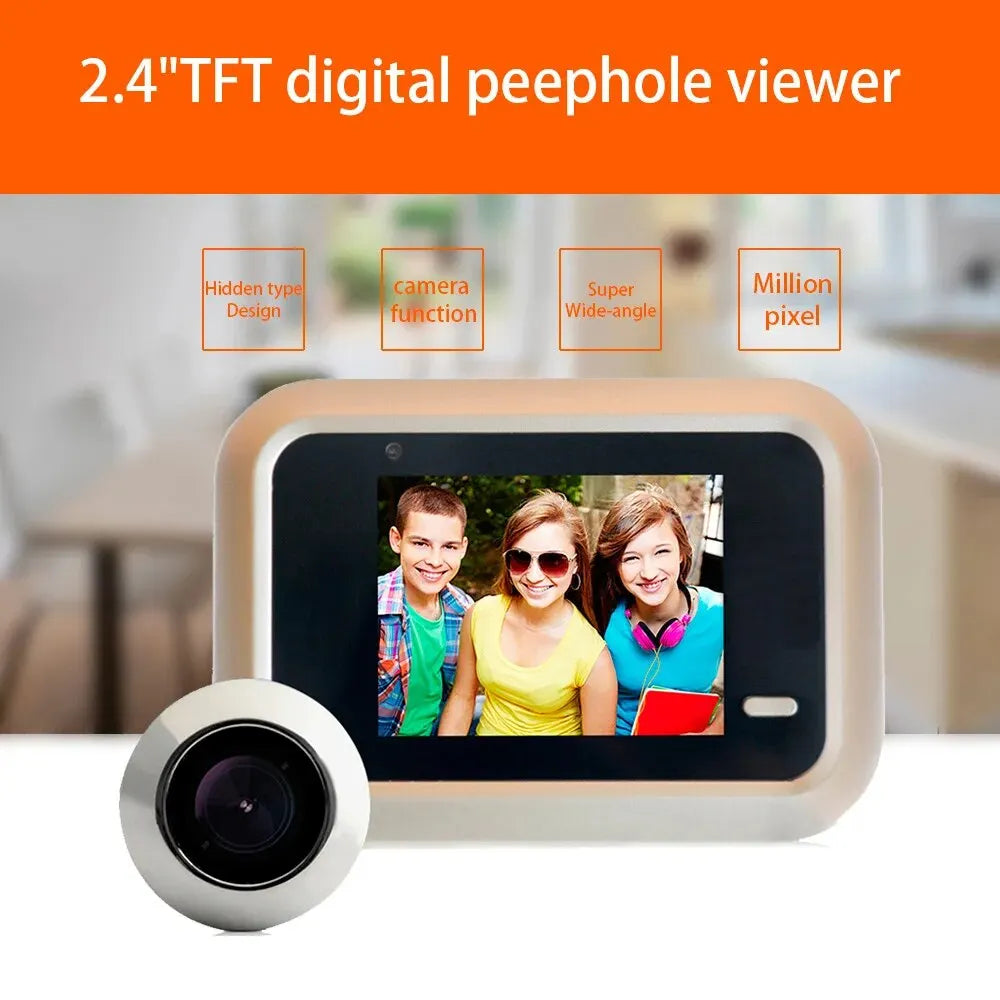 2.4 Inch Doorbell Peephole Viewer Digital Door Camera 120° LCD HD Pixels Cat Eye Door Bell Outdoor Smart Home Security Monitor