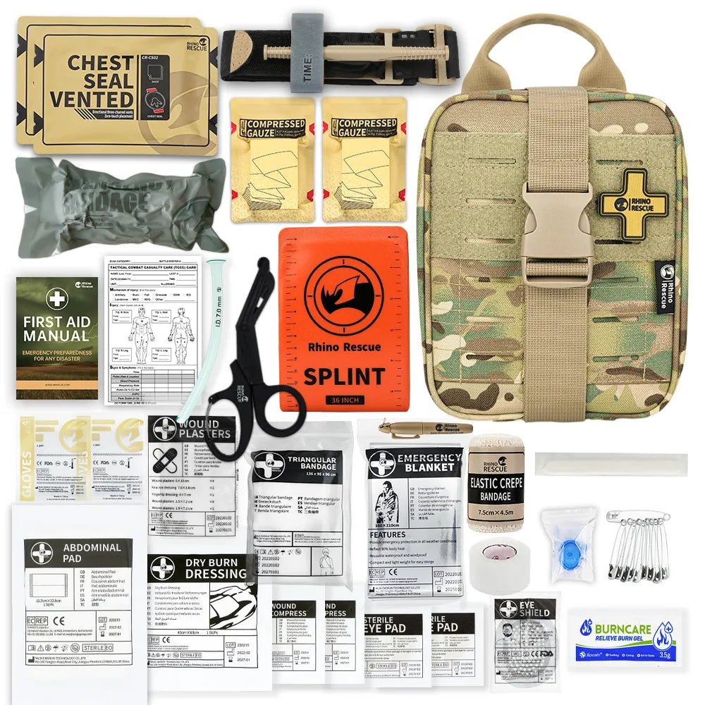 RHINO RESCUE-SE IFAK Trauma First Aid Kit Molle Medical Pouch for Car Home Travel Hiking and Camping,Emergency Survival Gear