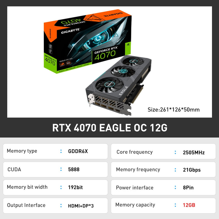 Gigabyte New GAMING RTX 4070 RTX 4070Ti GV-N4070EAGLE OC-12GD Graphic Card GDDR6X NVIDIA 12GB 5NM Video Cards placa de vídeo