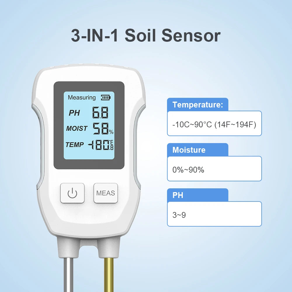 3in1 Soil PH Value Ambient Temperature Humidity Test Meter Indoor Potted Plant Measuring Instrument Cultivation Gardening Tools