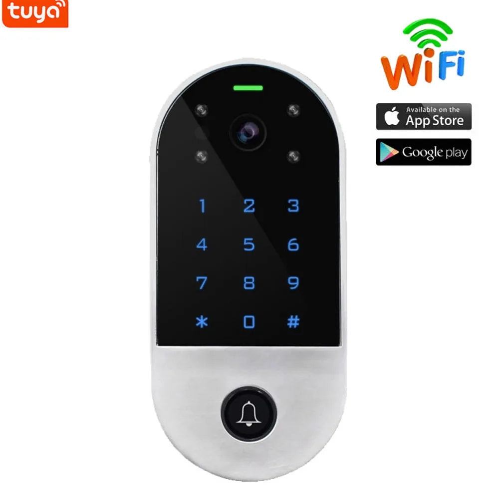 Tuya Smart Home Wifi Video Intercom Access Control Keypad RFID Electric Door Control System With Camera For Apartment Home+Cover