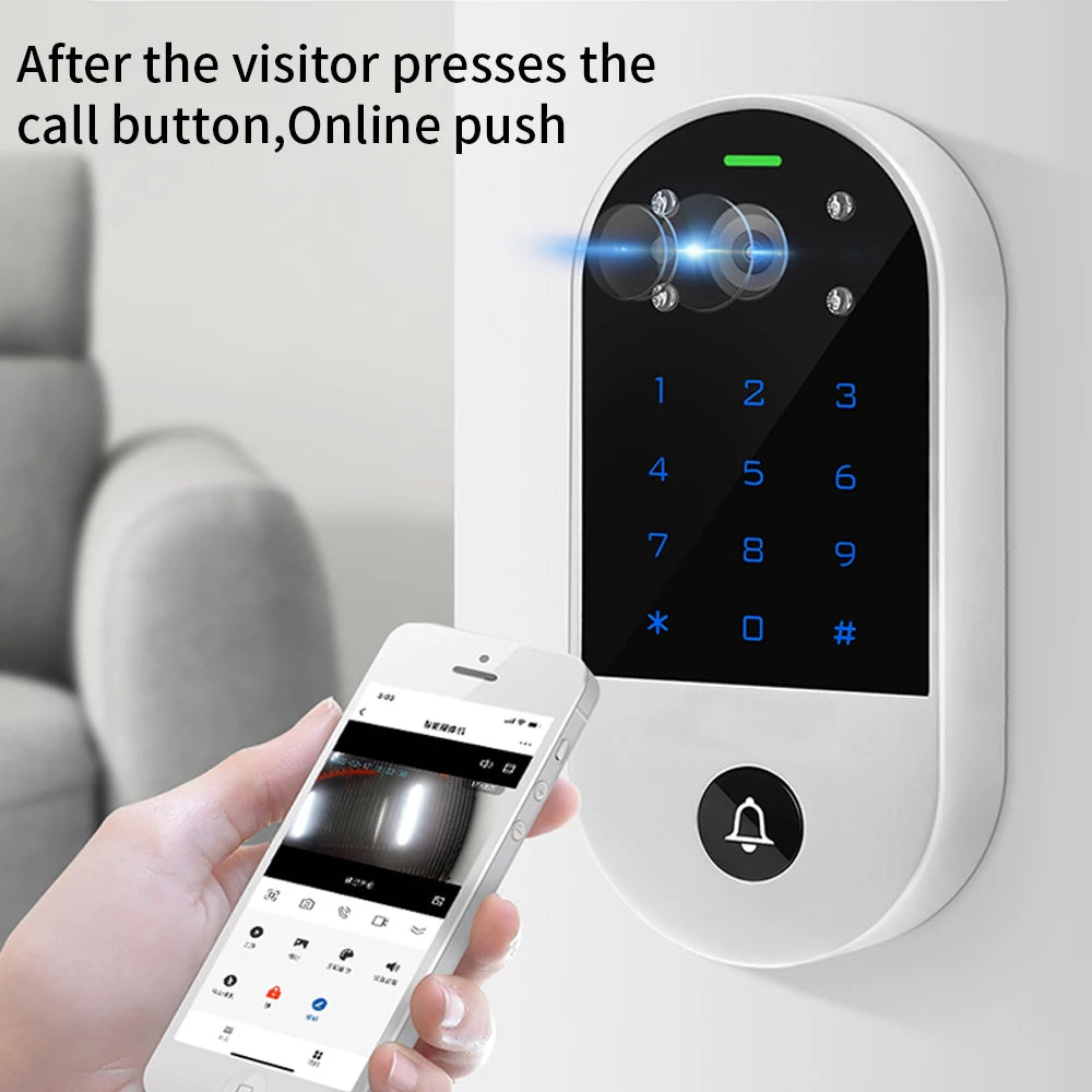 Tuya Smart Home Wifi Video Intercom Access Control Keypad RFID Electric Door Control System With Camera For Apartment Home+Cover