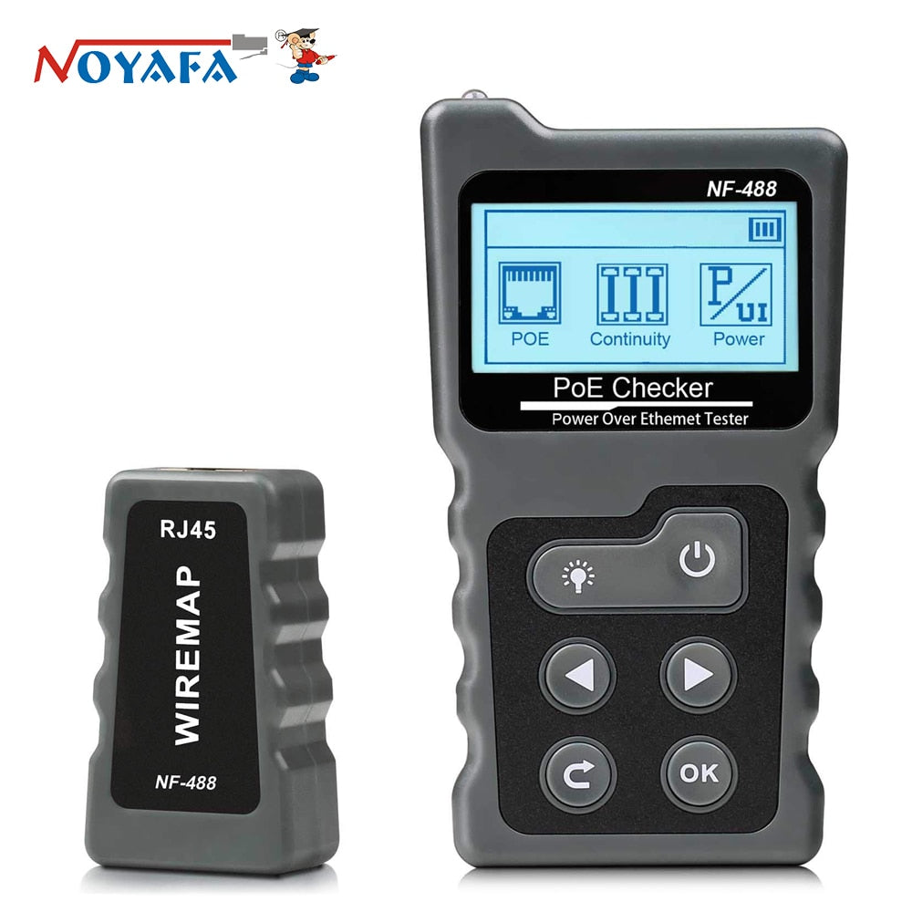 NOYAFA NF-488 Network Cable Tester PoE Switch Online Test PoE Voltage Polarity Cable Tracker Loop Test Tool with LCD Display